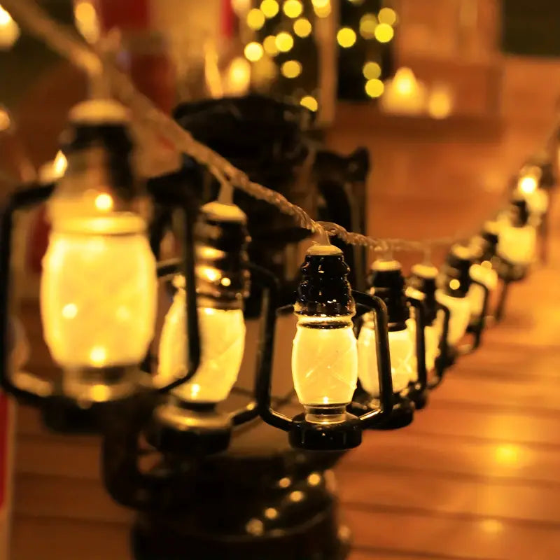 Set Of 10 Lantern String Light, Led Decor Kerosene Oil Lamp Fairy Light, Battery Powered Lantern Fairy Garland Light, Barn Lanterns Battery Powered Set Of 10 Lantern String Light, Led Decor Kerosene Oil Lamp Fairy Light, Battery Powered Lantern Fairy Garland Light, Barn Lanterns Battery Powered